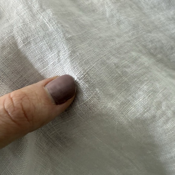 Meo Meli Faux Wrap V-neck Shirt Sleeve White Linen Top Women's One Size Beach - Picture 9 of 10